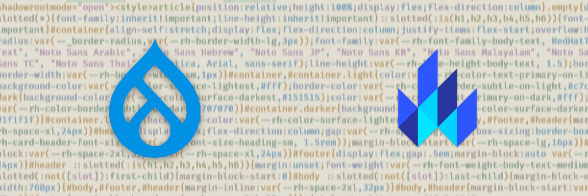 drupal logo facing lit logo