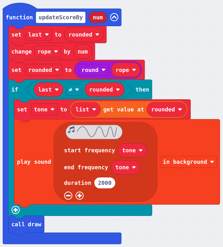 if last != rounded then set tone to list get value at rounded, play sound
start frequency tone end frequency tone duration 2000 in background
