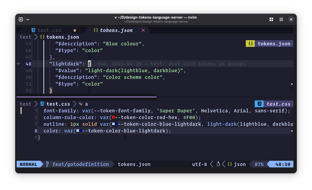 Json file jump in neovim
