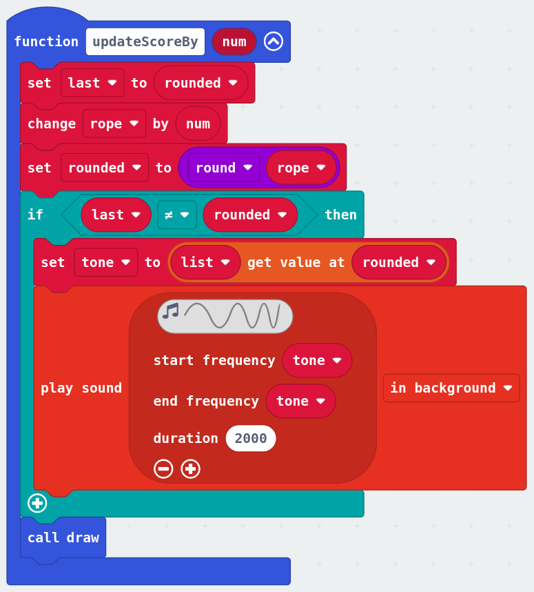 if last != rounded then set tone to list get value at rounded, play sound
start frequency tone end frequency tone duration 2000 in background